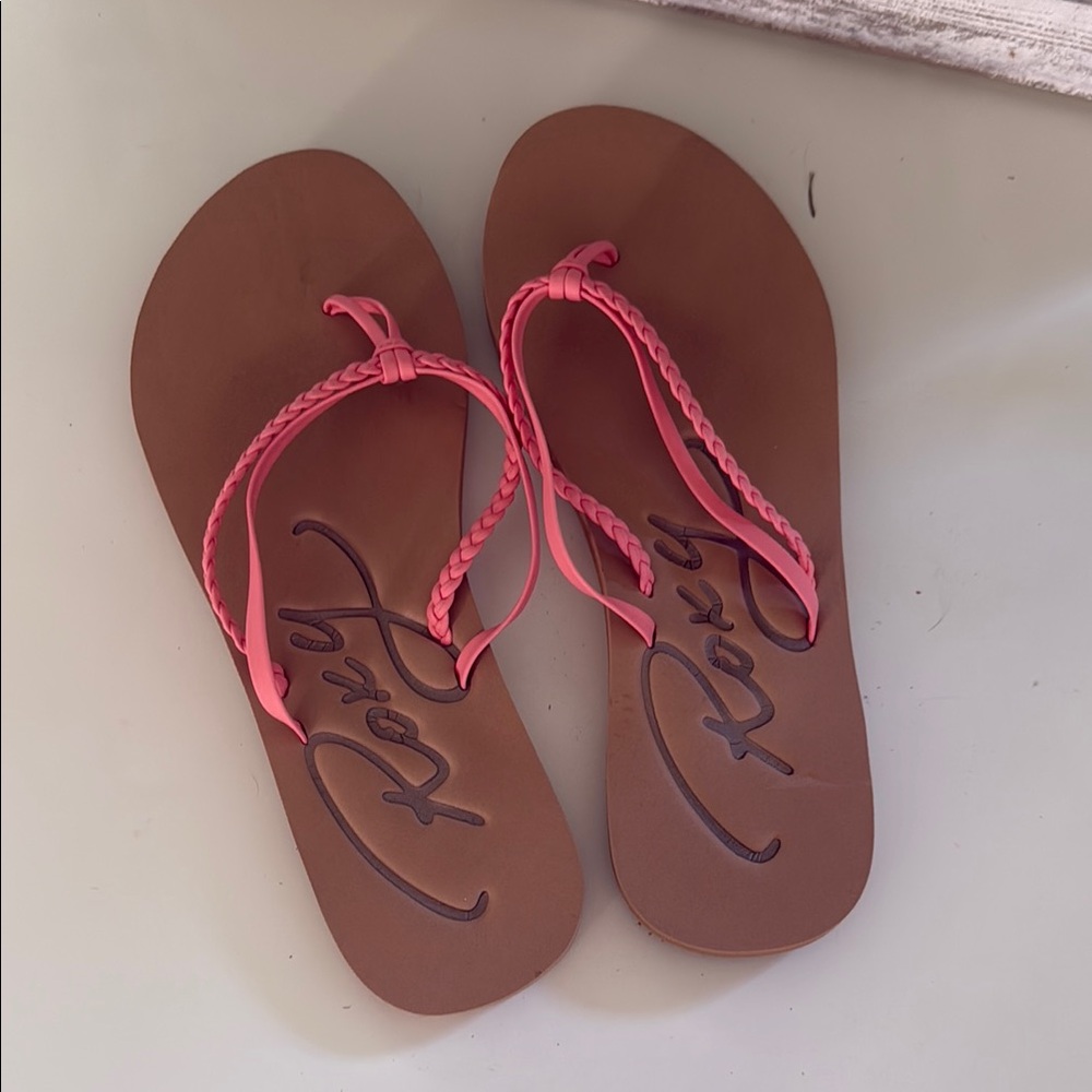 Roxy Pink and Brown Beach Sandals